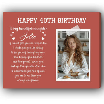 Happy 40th Birthday - Personalized 40th Birthday gift For Daughter - Custom Canvas Print - Elizabeth Fashions
