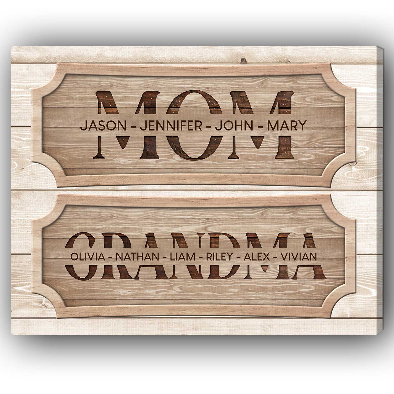 Mom Grandma - Personalized gift For Grandma - Custom Canvas Print - Elizabeth Fashions