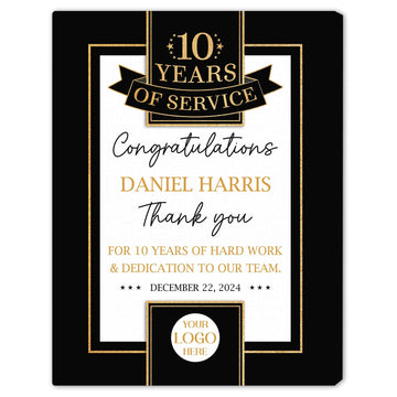 For 10 Years of Hardwork & Dedication - Personalized 10th Work Anniversary gift For Employee - Custom Canvas Print - Elizabeth Fashions