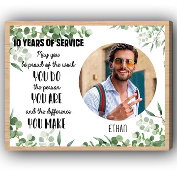 Never Forget The Difference You Make - Personalized 10th Work Anniversary gift For Employee or Coworker - Custom Canvas Print - Elizabeth Fashions