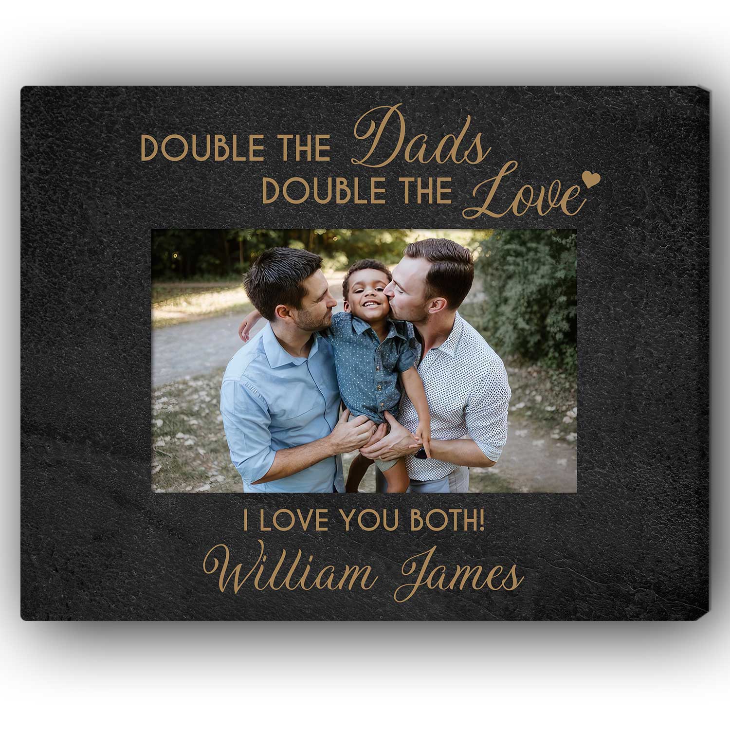 Double The Dads Double The Love - Personalized gift For Gay Dads - Custom Canvas Print - Elizabeth Fashions