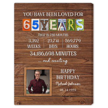 You Have Been Loved For 65 Years - Personalized 65th Birthday gift For 65 Year Old - Custom Canvas Print - Elizabeth Fashions