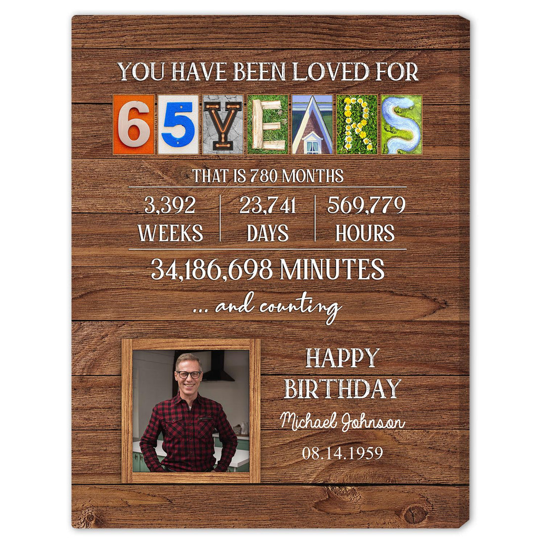 You Have Been Loved For 65 Years - Personalized 65th Birthday gift For 65 Year Old - Custom Canvas Print - Elizabeth Fashions