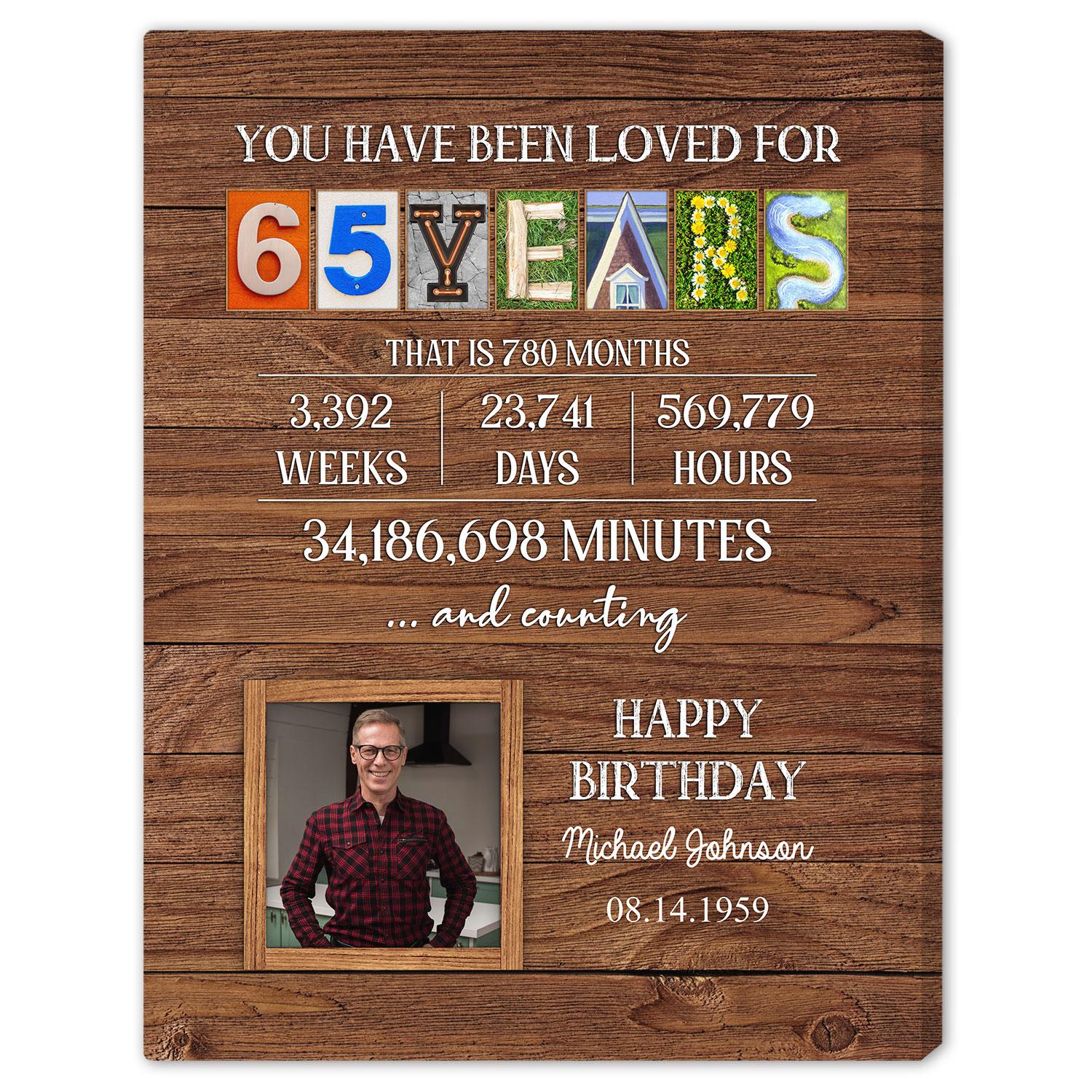 You Have Been Loved For 65 Years - Personalized 65th Birthday gift For 65 Year Old - Custom Canvas Print - Elizabeth Fashions