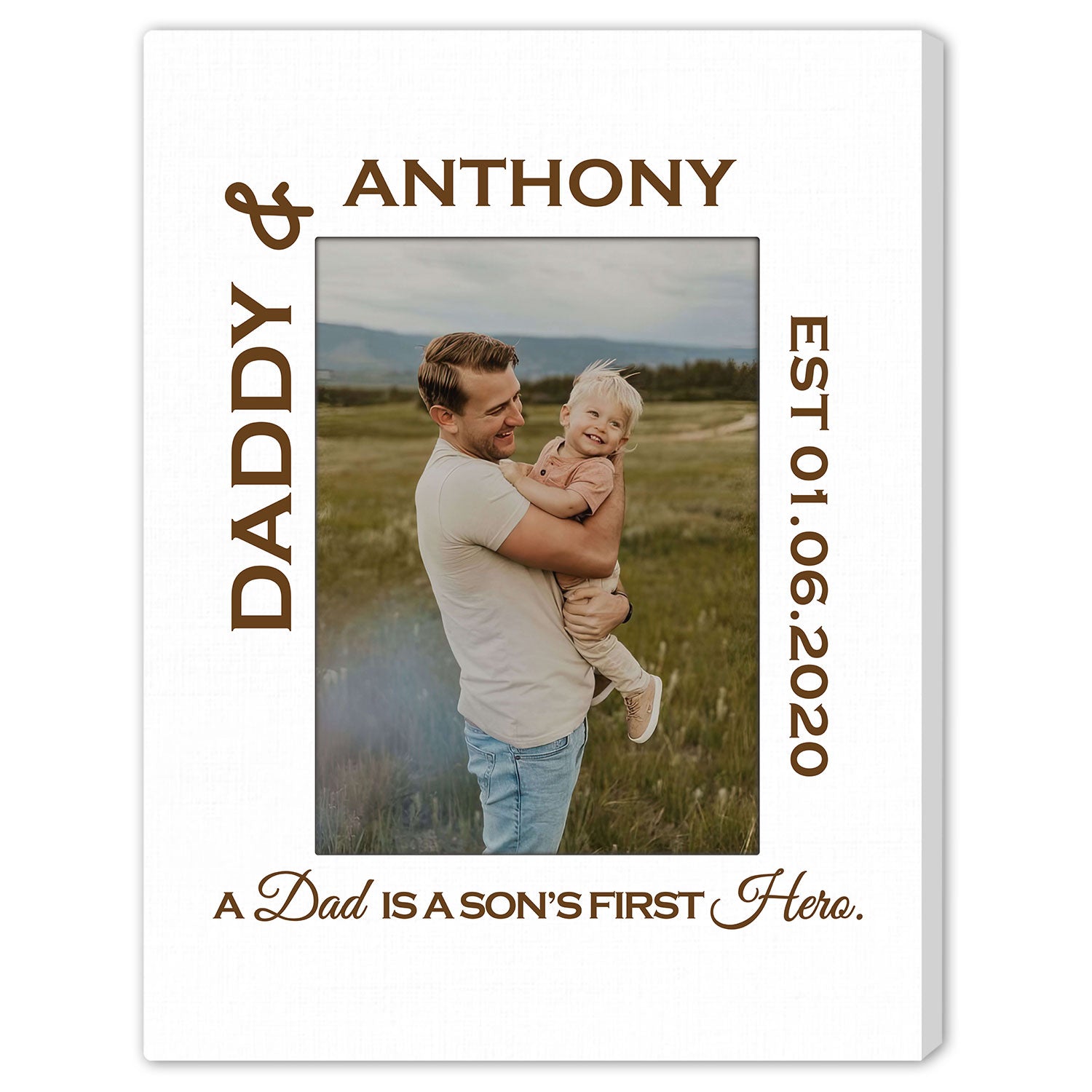 A Dad Is A Son First Hero - Personalized gift Father Son - Custom Canvas Print - Elizabeth Fashions