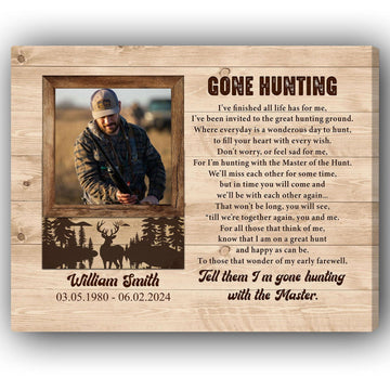 Gone Hunting - Personalized gift - Custom Canvas Print - Elizabeth Fashions