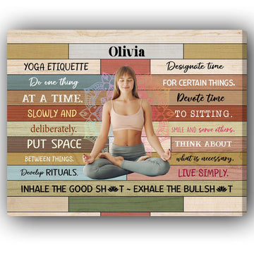 Yoga Etiquette - Personalized gift For Yoga Lovers - Custom Canvas Print - Elizabeth Fashions
