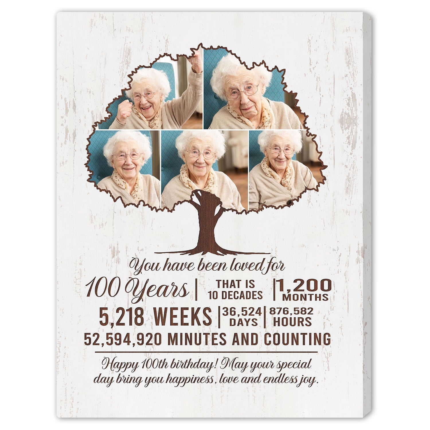 You Have Been Loved For 100 Years - Personalized 100th Birthday gift 100 Year Old - Custom Canvas Print - Elizabeth Fashions