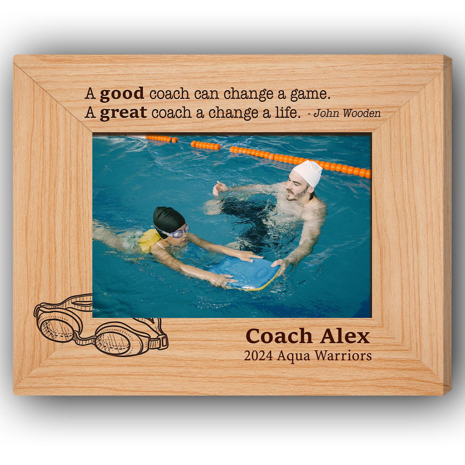 A Great Coach Can Change A Life - Personalized gift For Swim Coach - Custom Canvas Print - Elizabeth Fashions