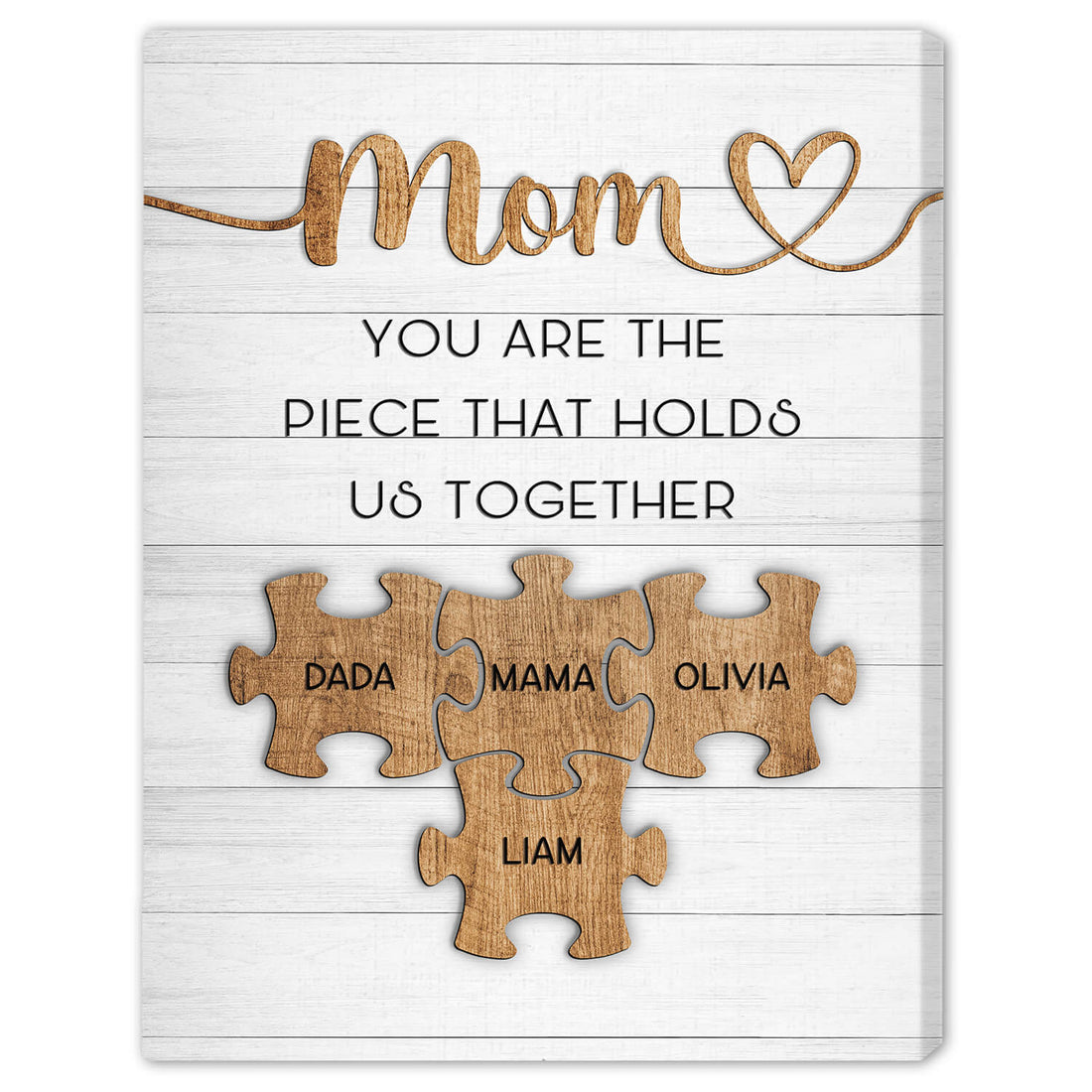 You Are The Piece That Hold Us Together - Personalized Mother's Day And Birthday Gift For Mom - Custom Photo Canvas Print - Elizabeth Fashions
