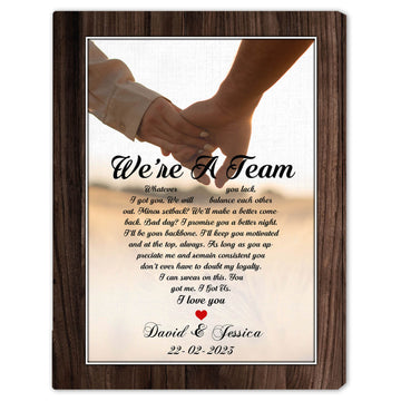 We're A Team - Personalized Anniversary or Valentine's Day gift for Husband or Wife - Custom Canvas - Elizabeth Fashions