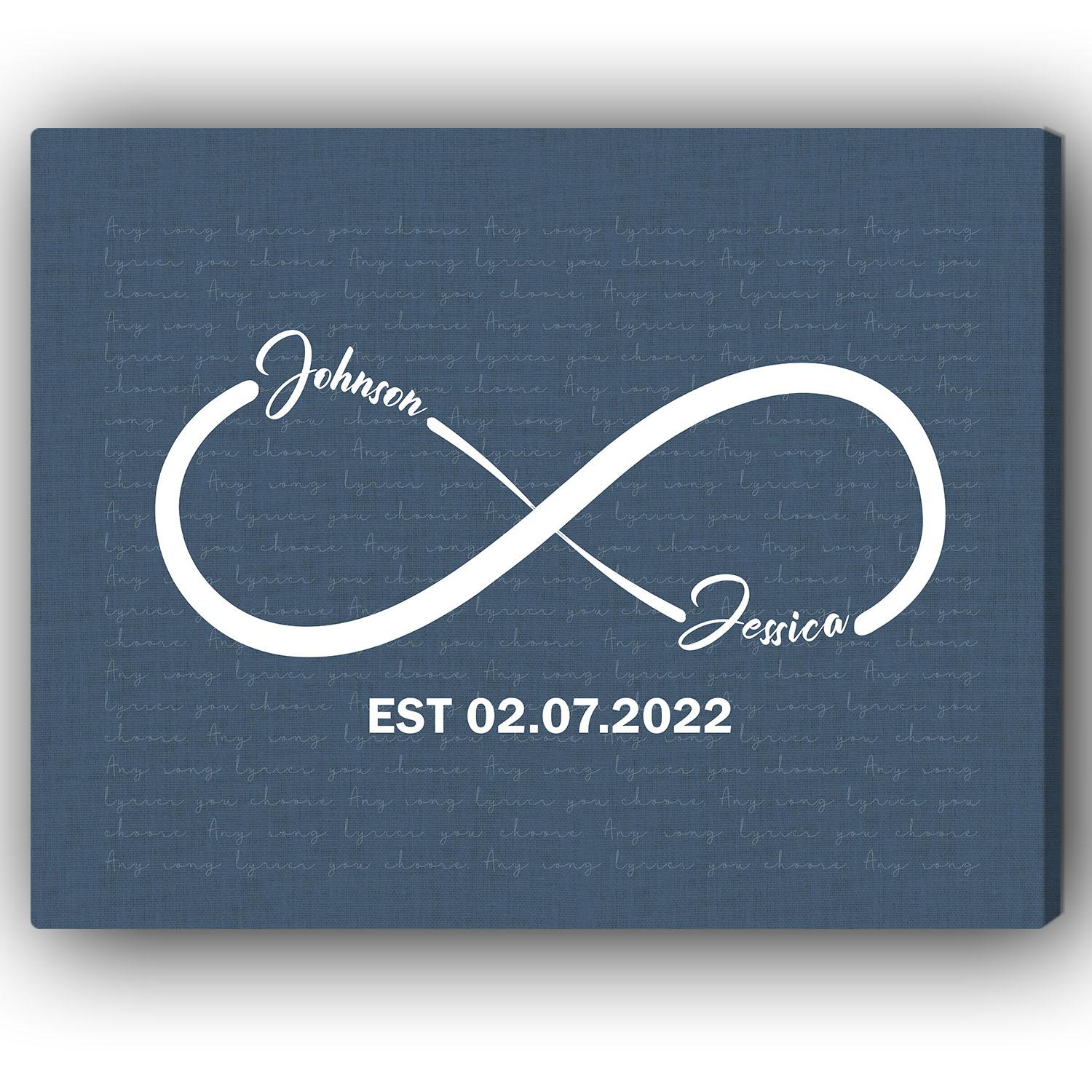 Infinity Symbol - Personalized Anniversary or Valentine's Day gift for Husband or Wife - Custom Canvas - Elizabeth Fashions