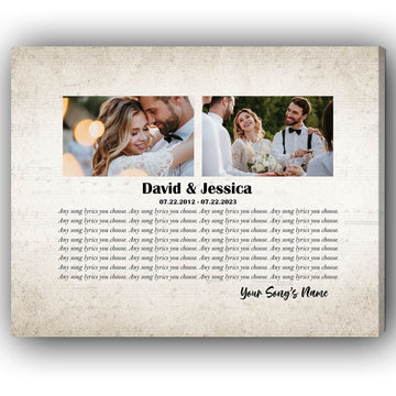 Song Lyrics 2 photos - Personalized Wedding Anniversary, Valentine's Day gift for Husband for Wife - Custom Canvas - Elizabeth Fashions