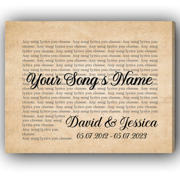 Song Lyrics - Personalized Wedding Anniversary, Valentine's Day gift for Husband for Wife - Custom Canvas - Elizabeth Fashions