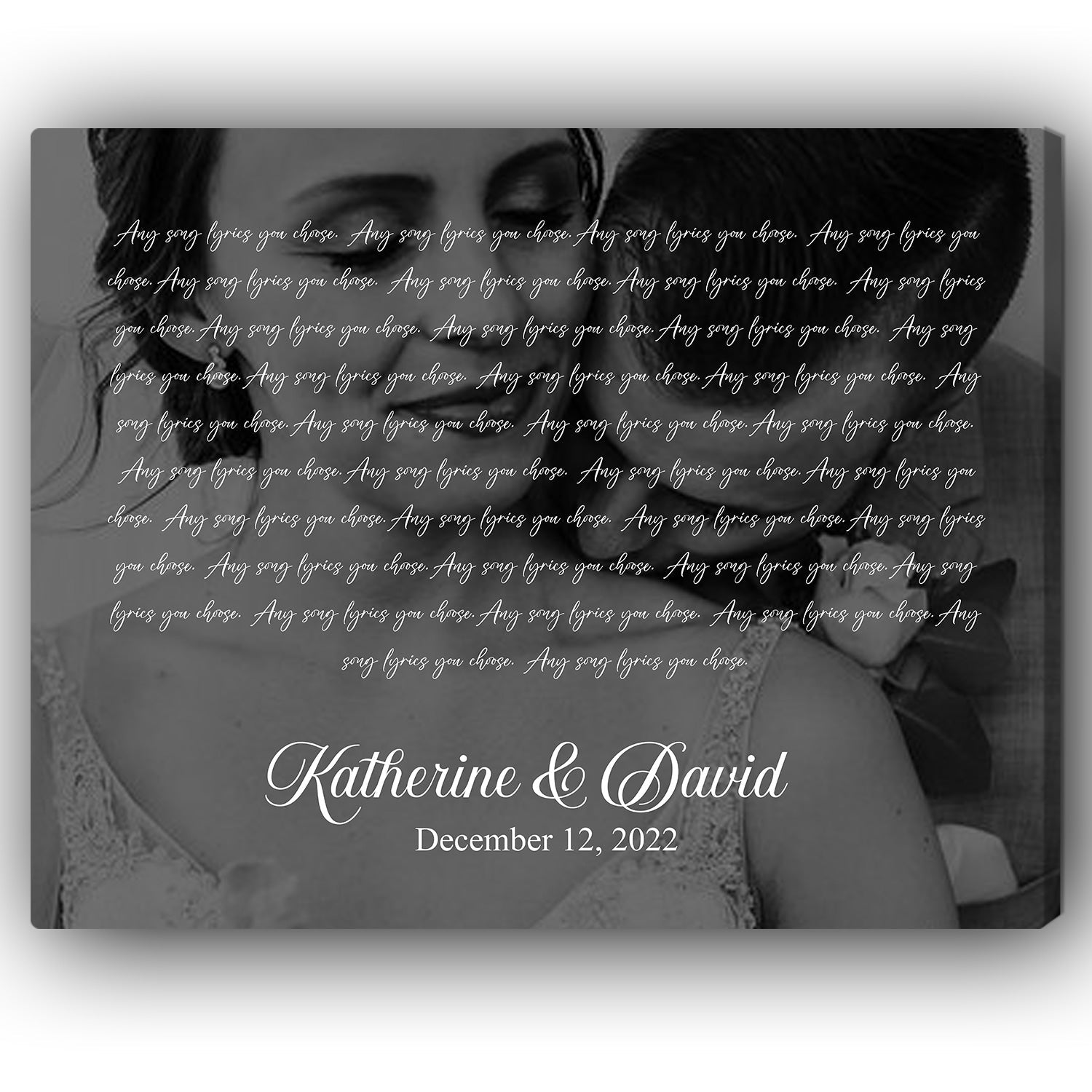 Black and White Wedding Song Lyrics - Personalized Anniversary, Valentine's Day gift for Husband or Wife - Custom Canvas - Elizabeth Fashions
