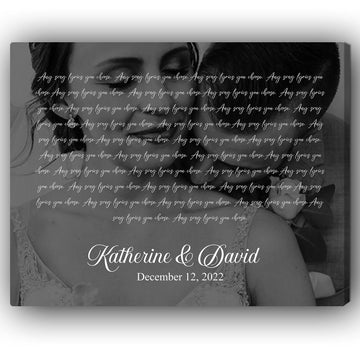 Black and White Wedding Song Lyrics - Personalized Anniversary, Valentine's Day gift for Husband or Wife - Custom Canvas - Elizabeth Fashions