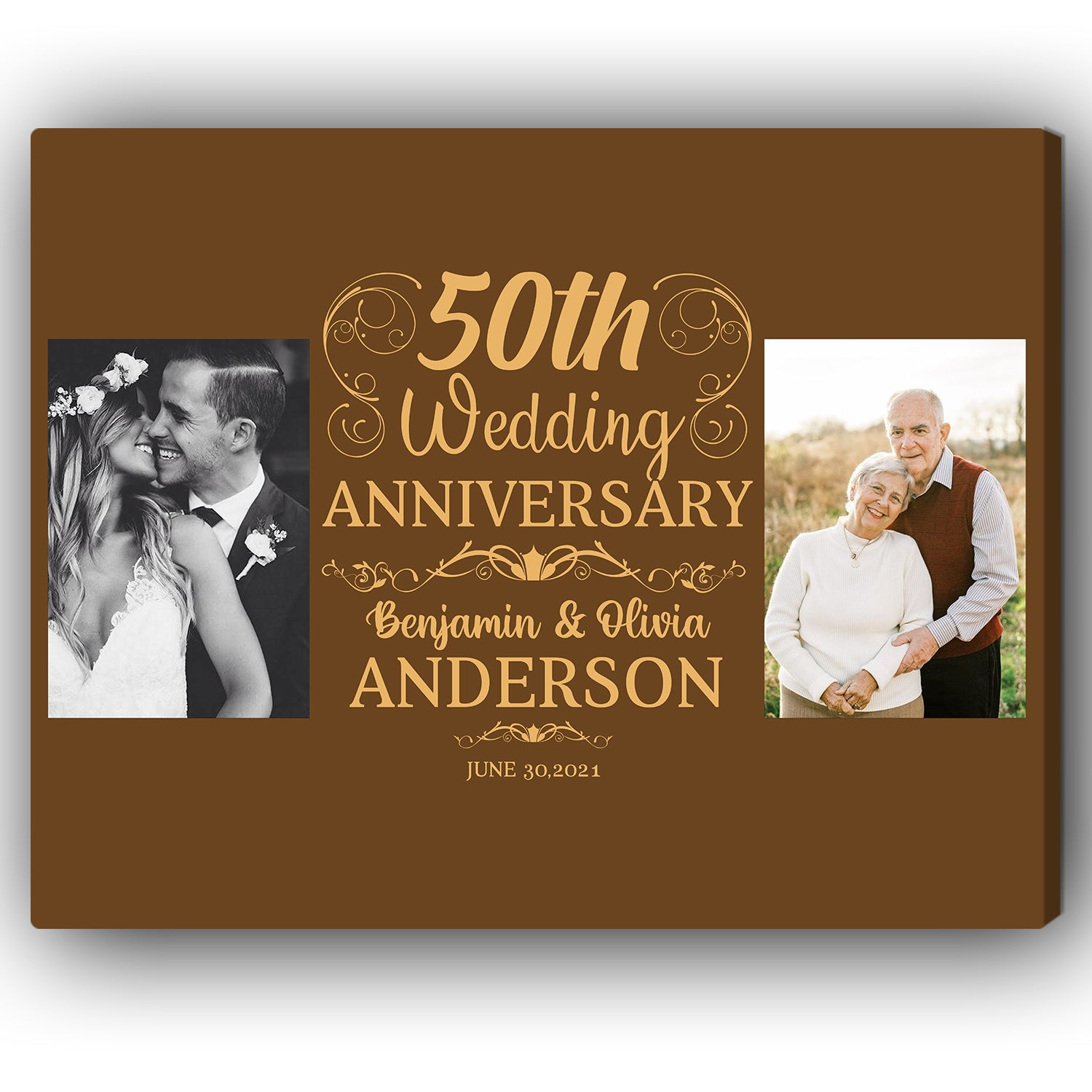 50th Wedding Anniversary - Personalized 50 Year Wedding Anniversary gift for Married Couple for Parents - Custom Canvas - Elizabeth Fashions