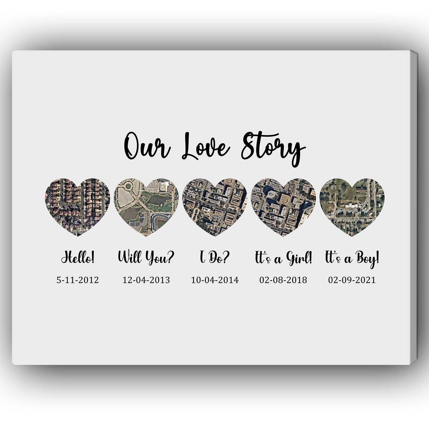Our Love Story - Personalized Wedding Anniversary, Valentine's Day gift for Husband or Wife - Custom Map Canvas - Elizabeth Fashions