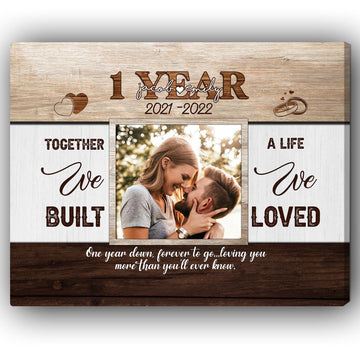 Personalized One Year Wedding Anniversary gift for him for her - 1 Year Together - Custom Canvas - Elizabeth Fashions