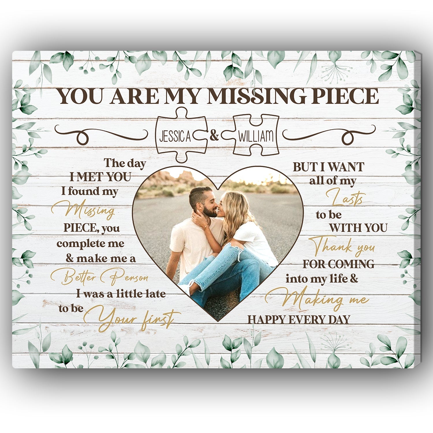 You Are My Missing Piece - Personalized Wedding Anniversary, Valentine's Day gift for Husband for Wife - Custom Canvas - Elizabeth Fashions