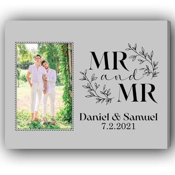 Mr. & Mr. - Personalized Anniversary, Valentine's Day gift for Gay Couple - Custom Canvas - Elizabeth Fashions