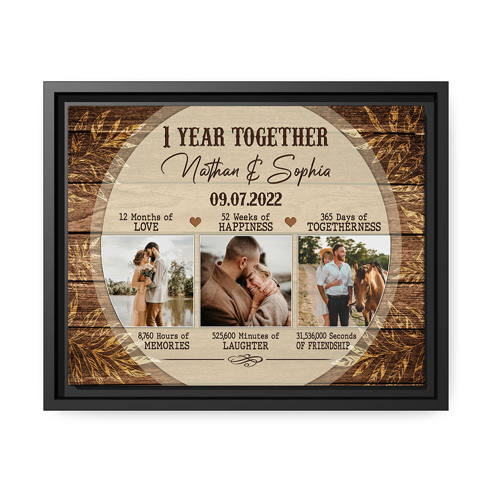 1 Year Anniversary gift for Him for Her - Personalized One Year Anniversary present -  1 Year Together - Custom Canvas - Elizabethfashions