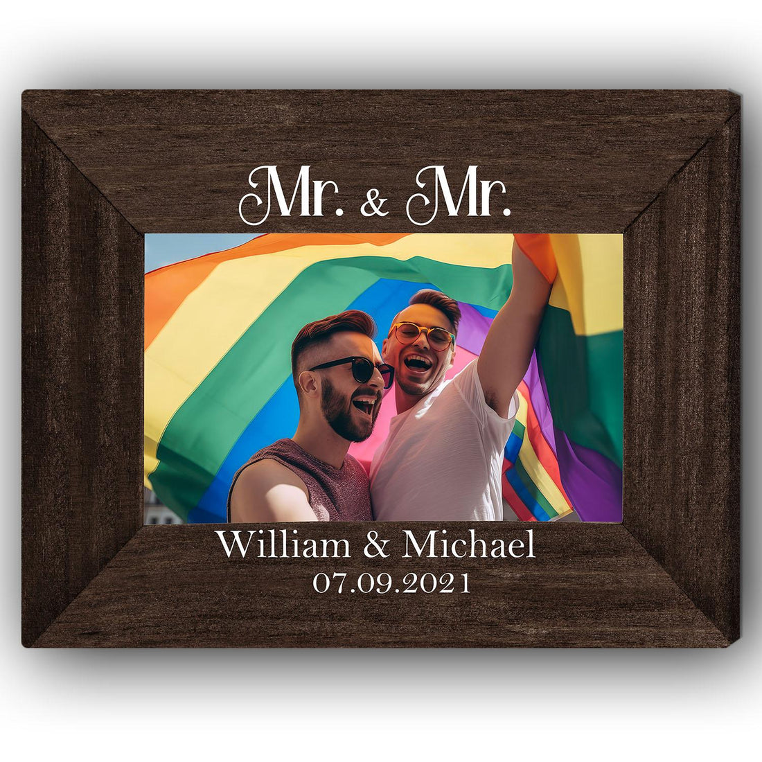 Mr. & Mr. - Personalized Anniversary, Valentine's Day gift for Gay Couple for Husband - Custom Canvas - Elizabeth Fashions