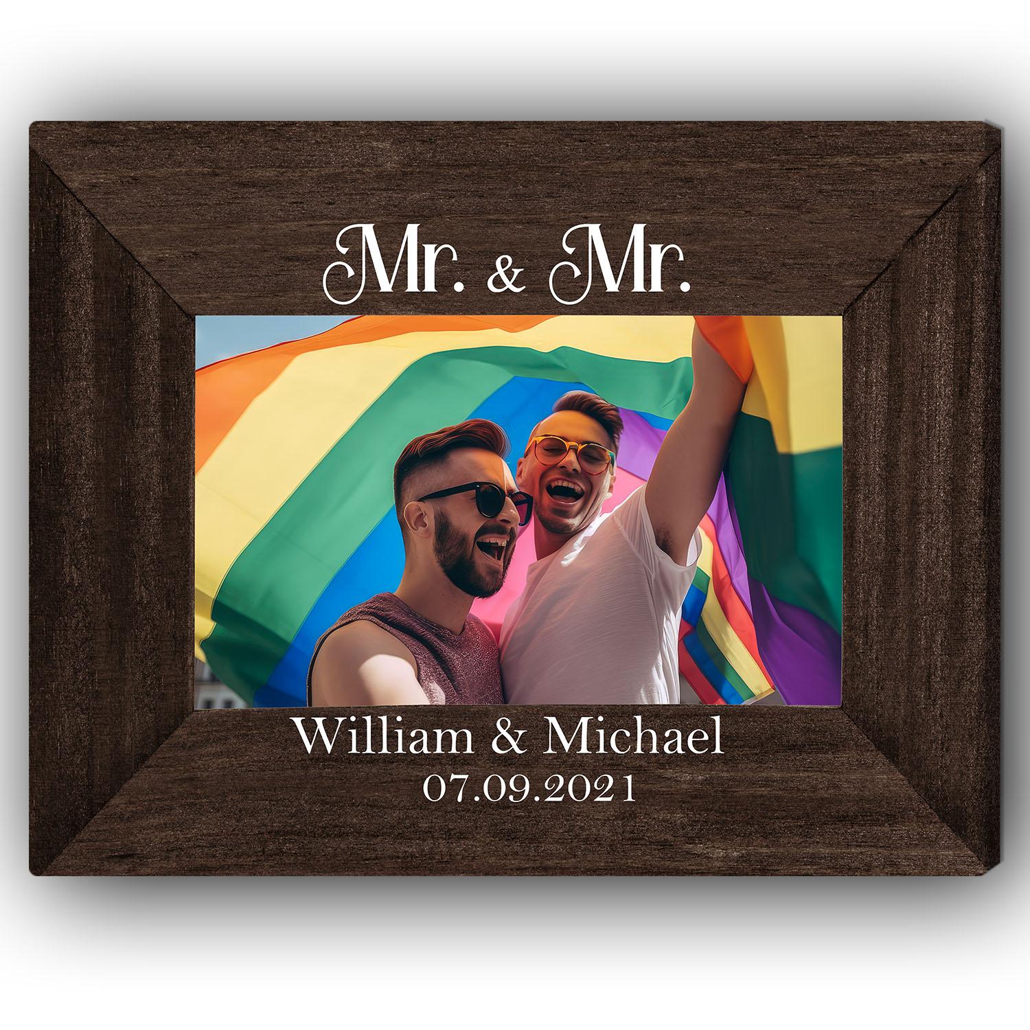 Mr. & Mr. - Personalized Anniversary, Valentine's Day gift for Gay Couple for Husband - Custom Canvas - Elizabeth Fashions