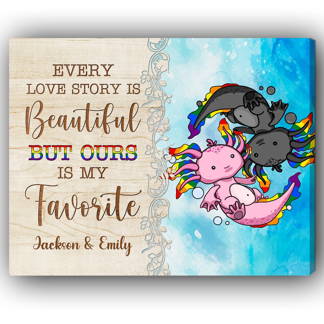 Every Love Story Is Beautiful - Personalized Anniversary or Valentine's Day gift for LGBT couple - Custom Canvas - Elizabeth Fashions
