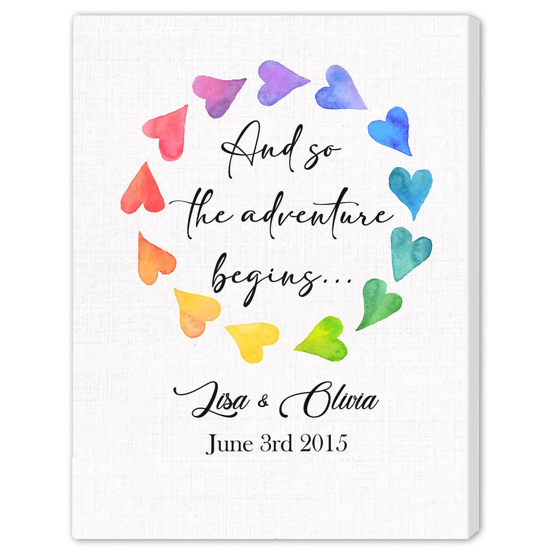 And So The Adventure Begins - Personalized Anniversary or Valentine's Day gift for him for her - Custom Canvas - Elizabeth Fashions