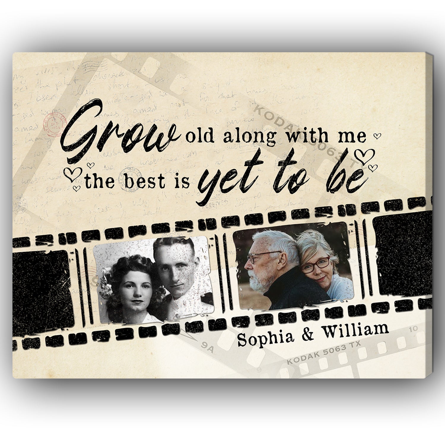 Grow Old Along With Me - Personalized Wedding Anniversary, Valentine's Day gift for Husband for Wife - Custom Canvas - Elizabeth Fashions