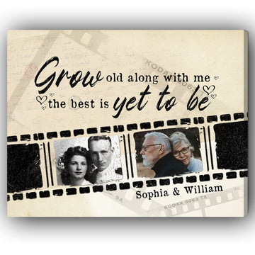 Grow Old Along With Me - Personalized Wedding Anniversary, Valentine's Day gift for Husband for Wife - Custom Canvas - Elizabeth Fashions