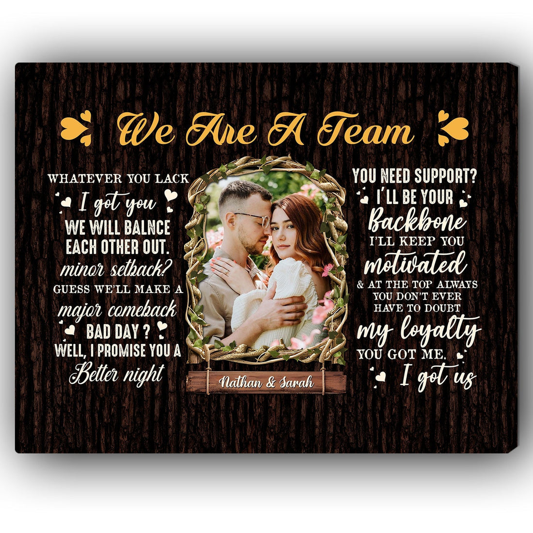 We Are A Team - Personalized Wedding Anniversary, Valentine's Day gift for Husband for Wife - Custom Canvas - Elizabeth Fashions