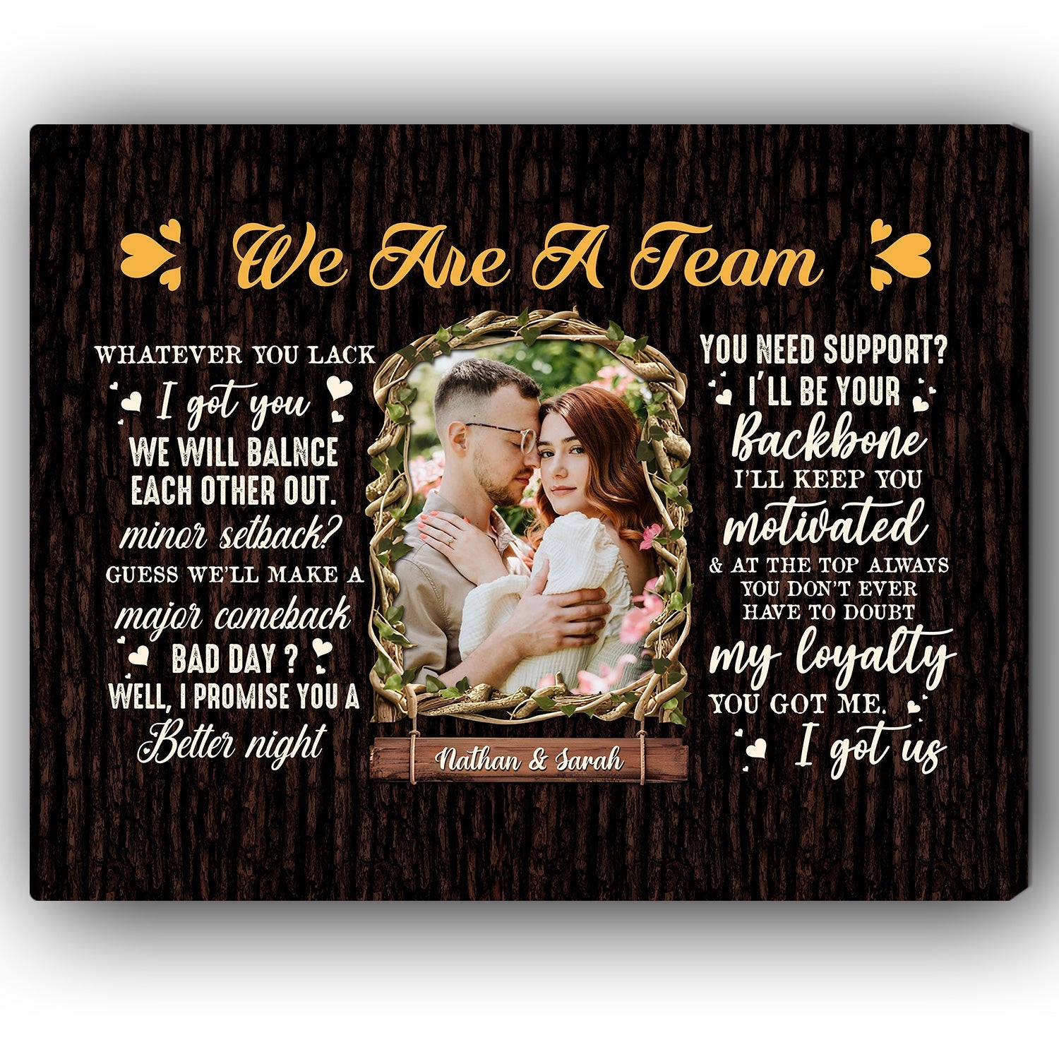 We Are A Team - Personalized Wedding Anniversary, Valentine's Day gift for Husband for Wife - Custom Canvas - Elizabeth Fashions