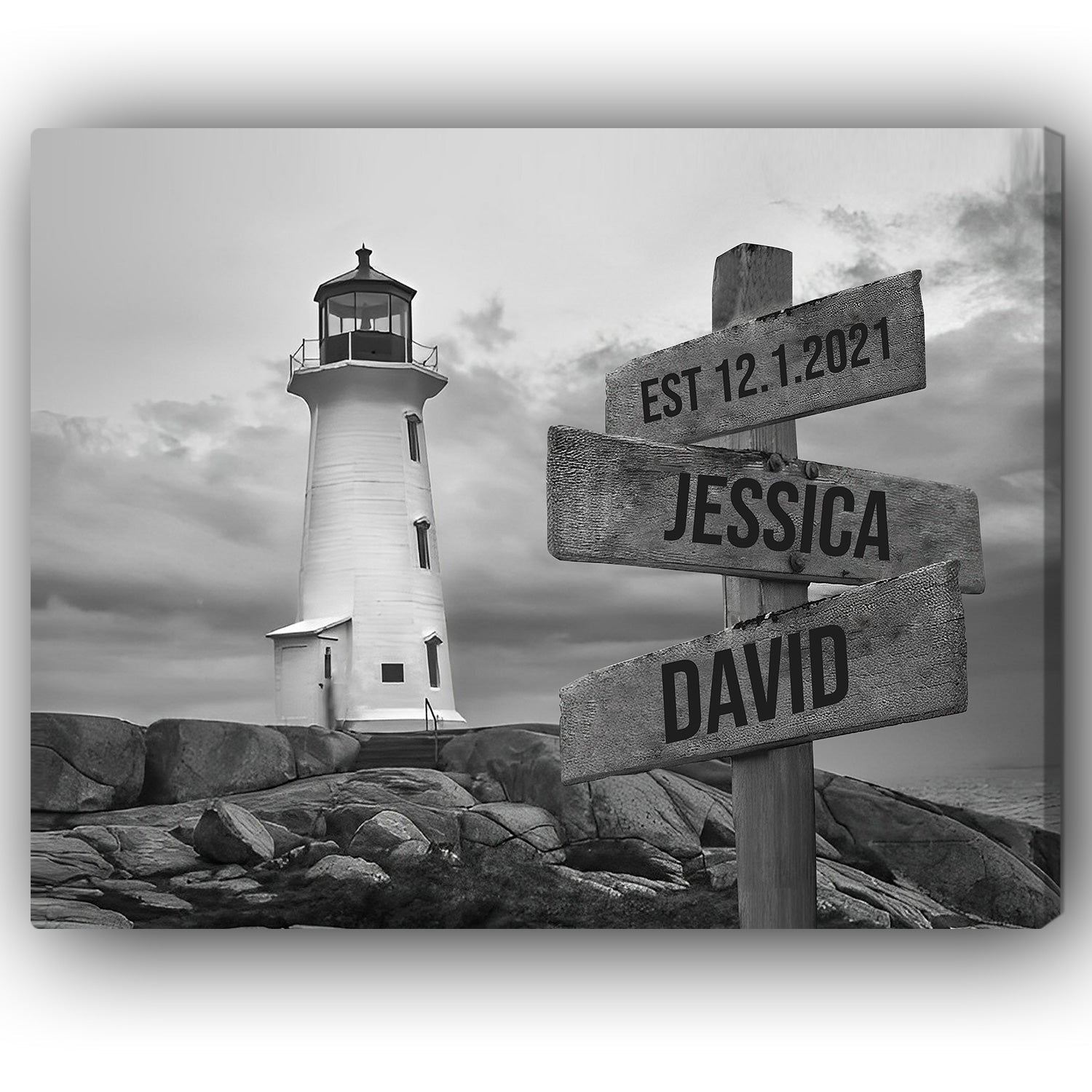 Intersection Scenery Style - Personalized Anniversary or Valentine's Day gift for him for her - Custom Canvas - Elizabeth Fashions