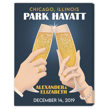 First Toast Art - Personalized Anniversary or Valentine's Day gift for Husband or Wife - Custom Canvas - Elizabeth Fashions