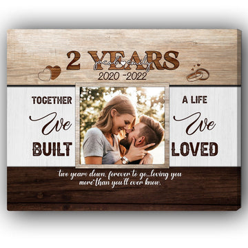 2 Years - Personalized 2nd Anniversary gift for Husband or Wife - Custom Canvas - Elizabeth Fashions