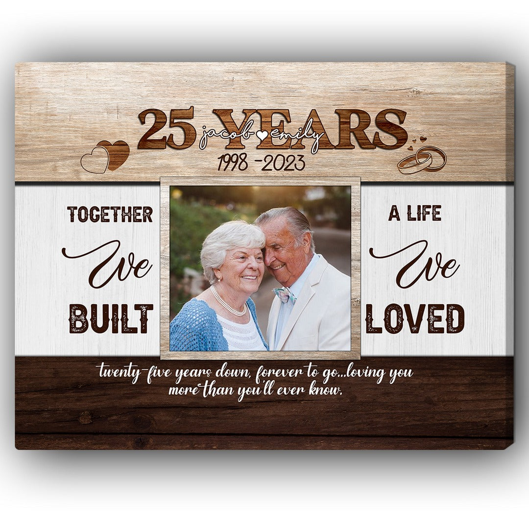 25th Year Together - Personalized 25 Year Anniversary gift for Parents, Husband or Wife - Custom Canvas - Elizabeth Fashions