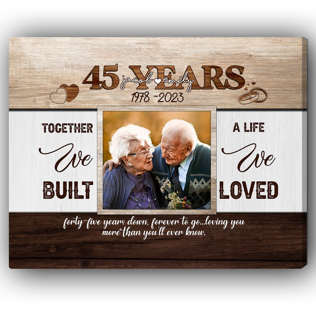 45th Year Together - Personalized 45 Year Anniversary gift for Husband or Wife - Custom Canvas - Elizabeth Fashions
