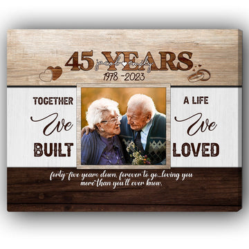 45th Year Together - Personalized 45 Year Anniversary gift for Husband or Wife - Custom Canvas - Elizabeth Fashions