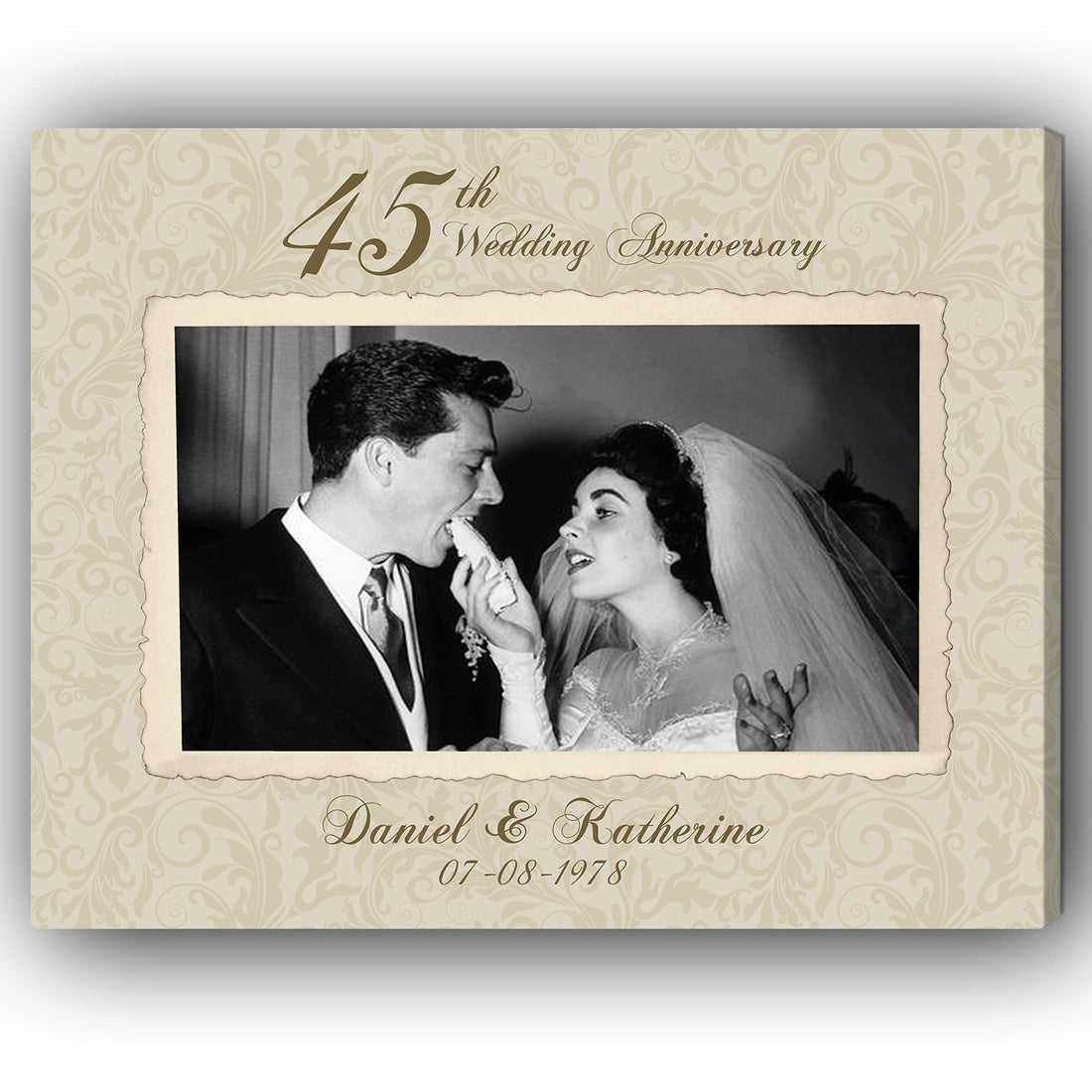 45th Wedding Anniversary - Personalized 45 Year Anniversary gift for him for her - Custom Canvas - Elizabeth Fashions