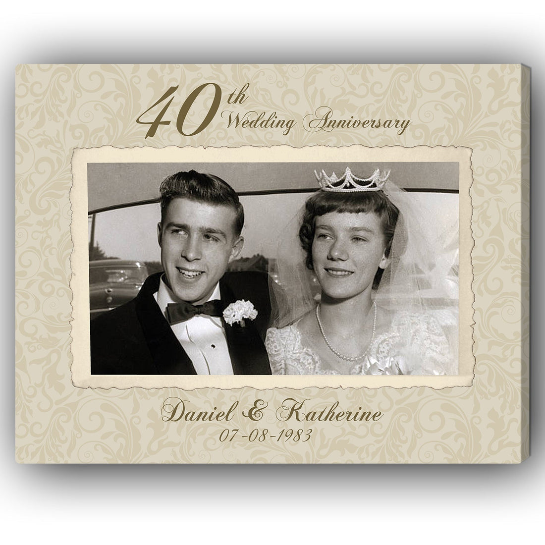 40th Wedding Anniversary - Personalized 40 Year Anniversary gift for parents, him or her - Custom Canvas - Elizabeth Fashions
