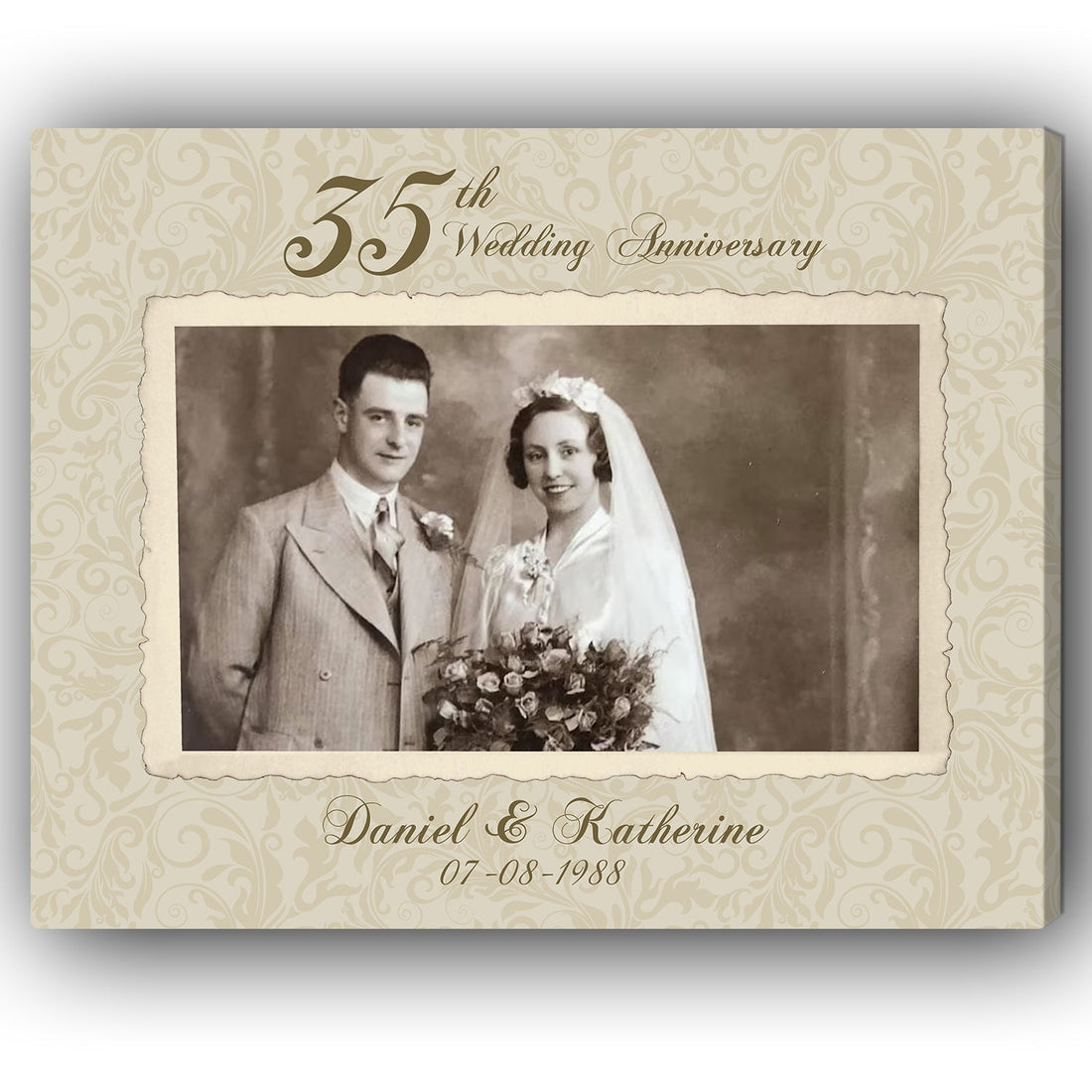 35th Wedding Anniversary - Personalized 35 Year Anniversary gift for him for her - Custom Canvas - Elizabeth Fashions