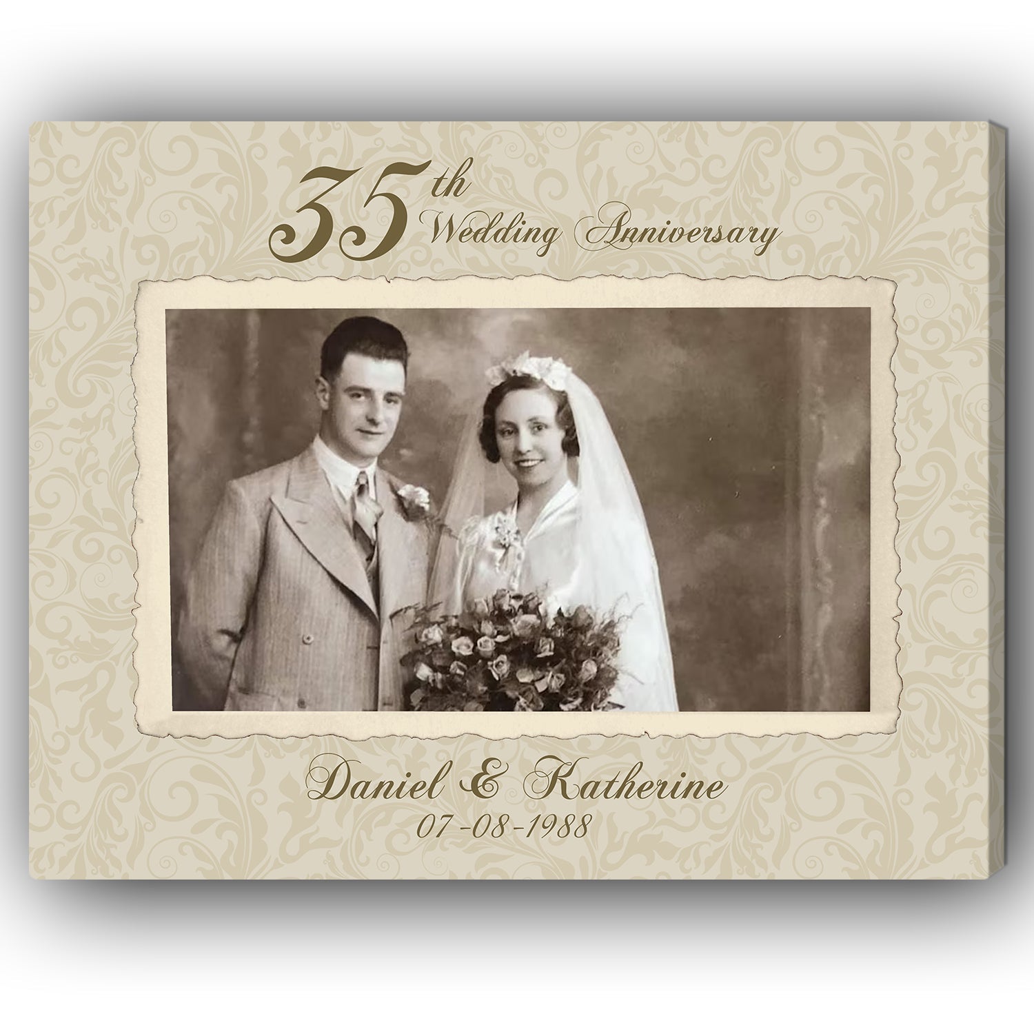 35th Wedding Anniversary - Personalized 35 Year Anniversary gift for him for her - Custom Canvas - Elizabeth Fashions