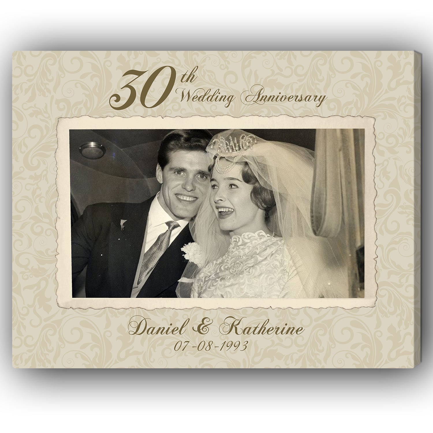 30th Wedding Anniversary - Personalized 30 Year Anniversary gift for Parents, Him for Her - Custom Canvas - Elizabeth Fashions