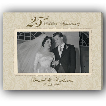 25th Wedding Anniversary - Personalized 25 Year Anniversary gift for parents, him or her - Custom Canvas - Elizabeth Fashions