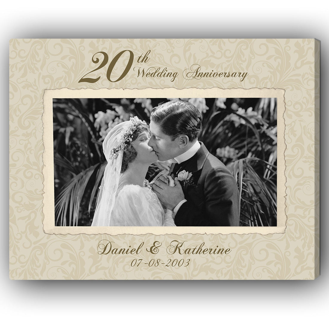 20th Wedding Anniversary - Personalized 20 Year Anniversary gift for him for her - Custom Canvas - Elizabeth Fashions