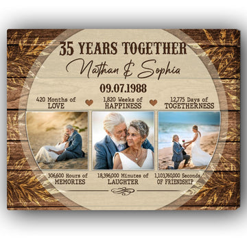 35th Year Together - Personalized 35 Year Anniversary gift for him for her - Custom Canvas - Elizabeth Fashions