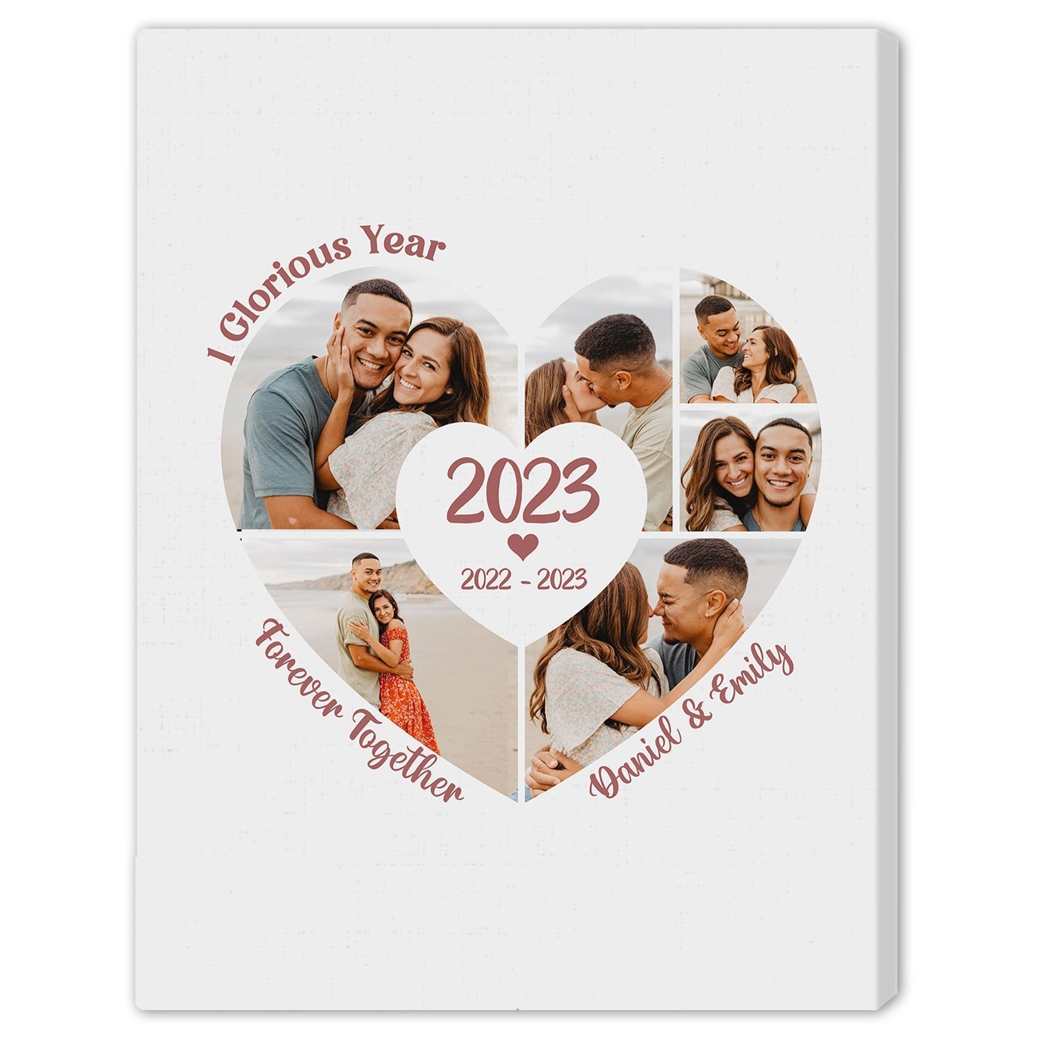 1 Glorious Year Photo Collage - Personalized First Anniversary Gifts for him for her - Custom Canvas - Elizabeth Fashions