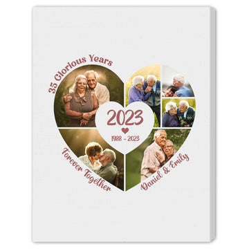 35 Glorious Years Photo Collage - Personalized 35 Year Anniversary gift for him for her - Custom Canvas - Elizabeth Fashions